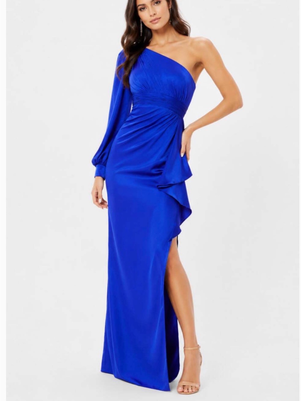 Mac Duggal- 55398 One Shoulder Bishop Sleeve Gown Size 0